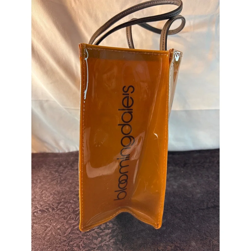Bloomingdales Little Brown Bag Small PVC Tote Iconic Shopping Bag Brown